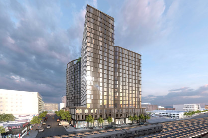 A rendering of the 25-story building at 92-29 Guy R Brewer Blvd.